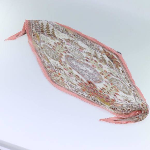 HERMES Carre Pleated Decoupages Scarf Silk Pink Auth hk1221 - Picture 16 of 16